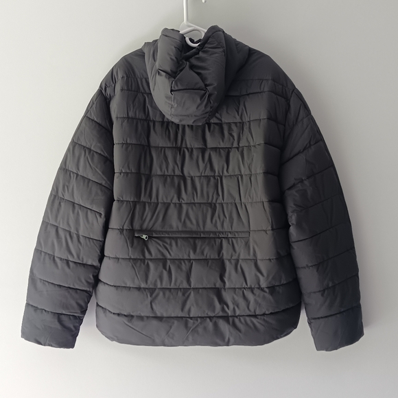 New Calvin Klein Jeans Puffer Hooded Coat Water Resistant Charcoal Grey Size 2XL - Picture 3 of 16